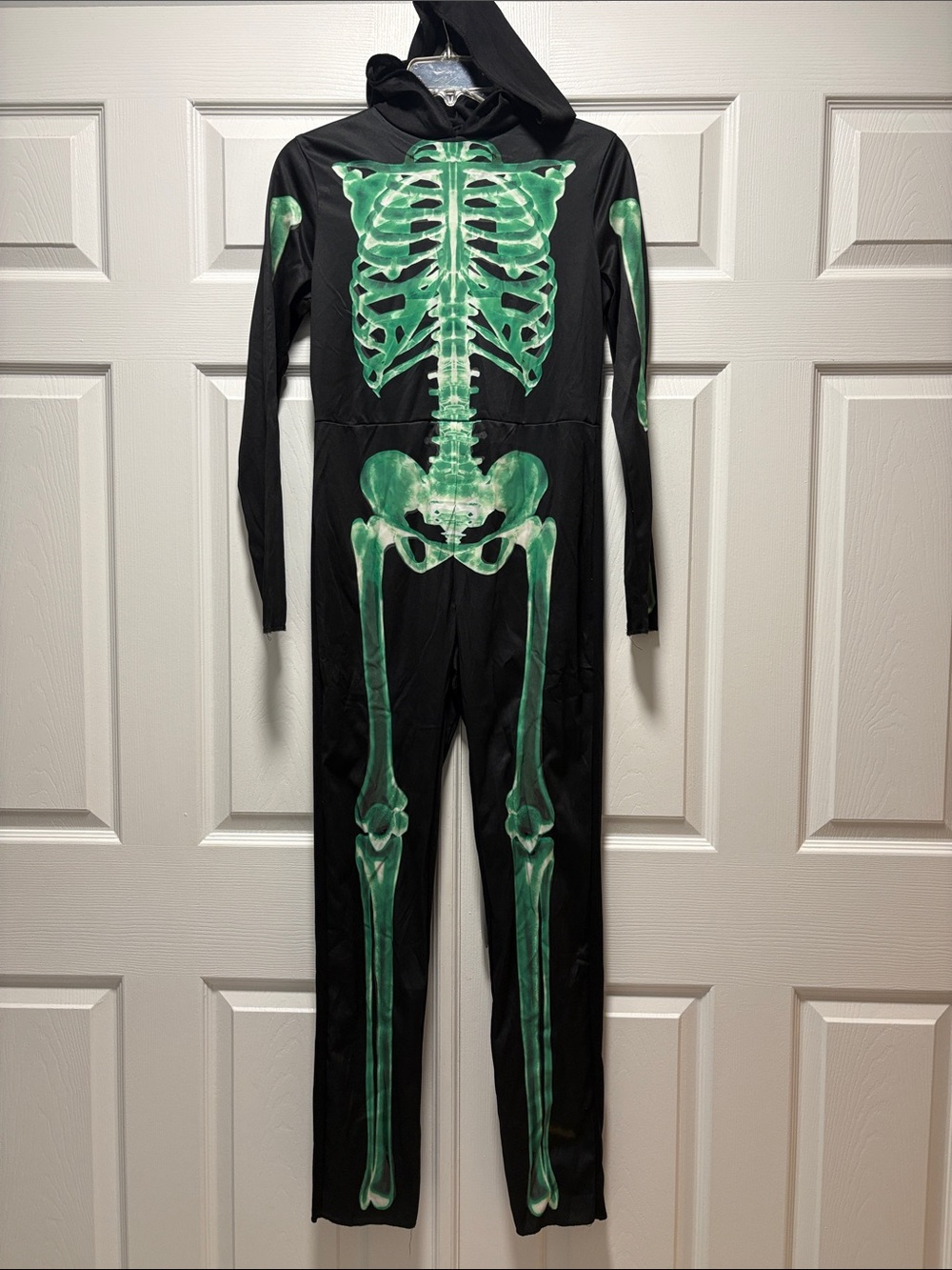Glow Skeleton Hooded Kids Costume in Green and Black
